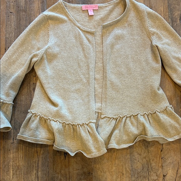 Lilly Pulitzer Gold Ruffle Sweater - Picture 3 of 5